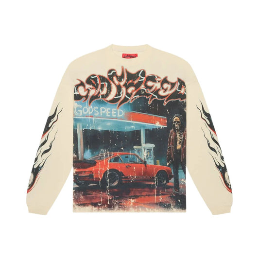 Godspeed Pit Stop Long Sleeve Tee Bone