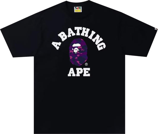 BAPE Purple Camo College Tee Black