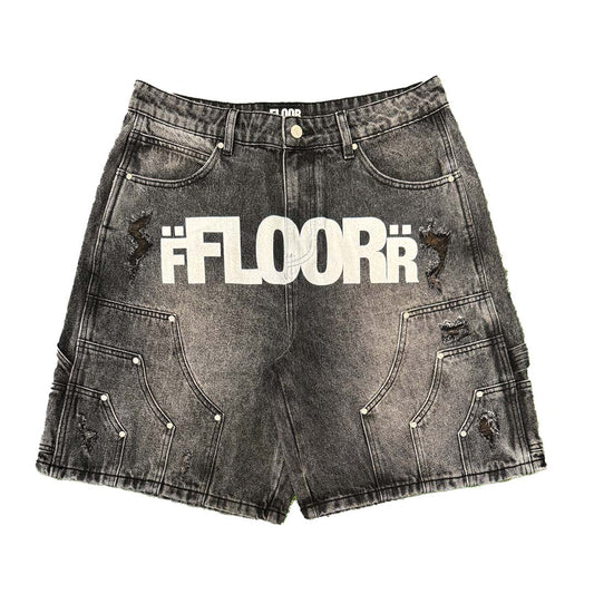 Floor914 Uniform Denim Shorts Black Wash