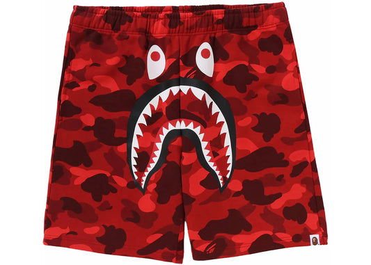 BAPE Shark Color Camo Sweatshorts Red