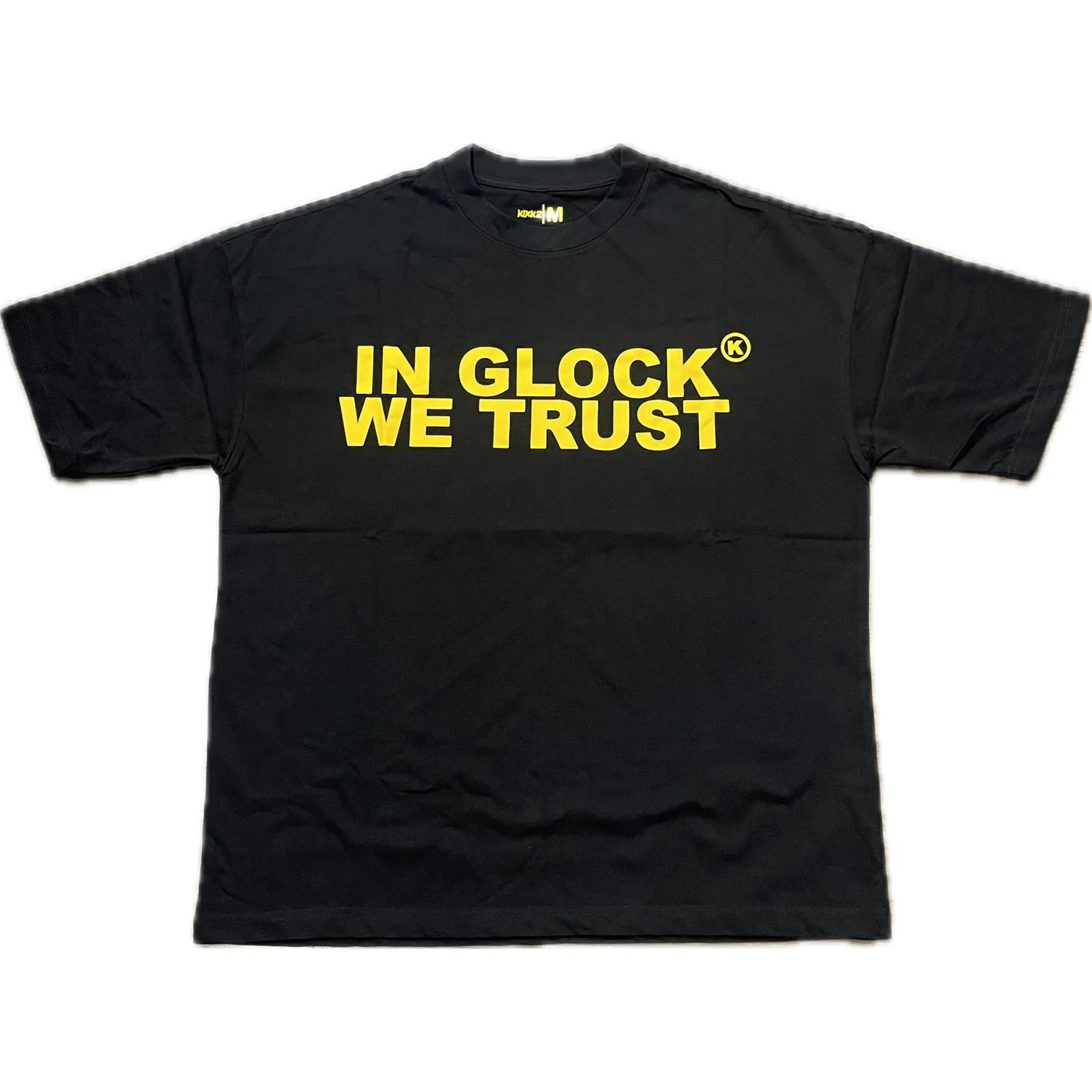 In Glock We Trust Tee Yellow Letters Black