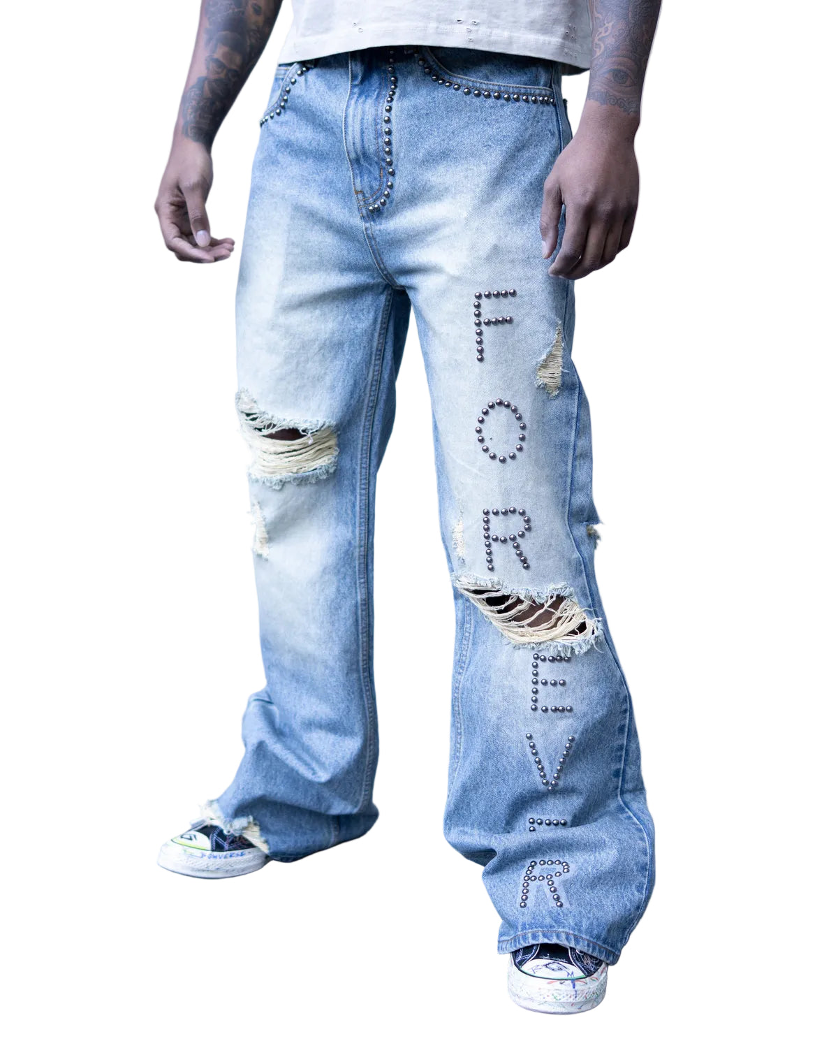 Forever Hungry Flared Denim Jeans Blue
