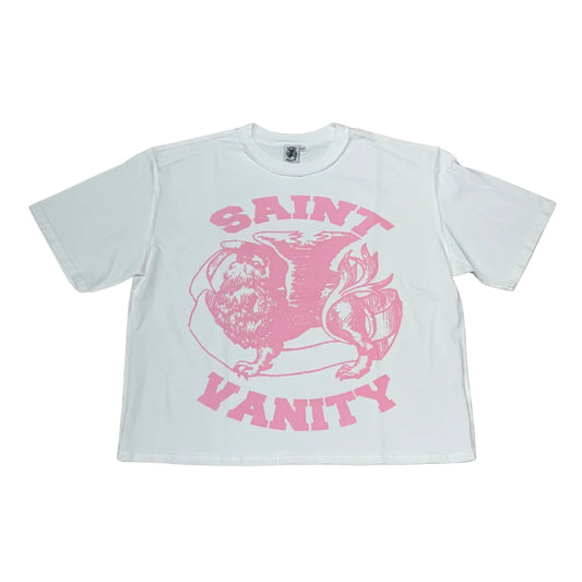 Saint Vanity Pink Logo Tee White