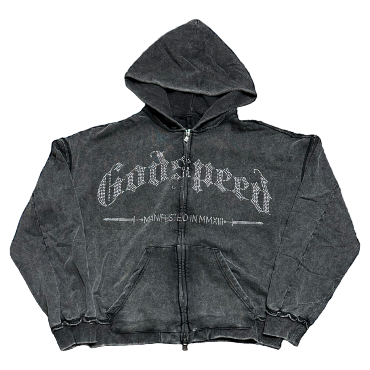 Godspeed OG Studded Zip Up Hoodie Dark Grey