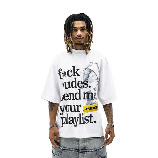 Heights District Send Your Playlist Tee White