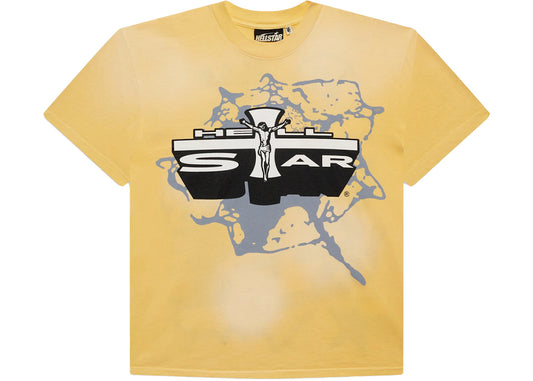 Hellstar Jesus Emblem Tee Grey Yellow