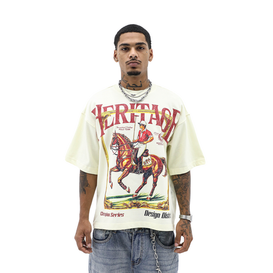 Heights District Heritage INTL Polo Tee Cream