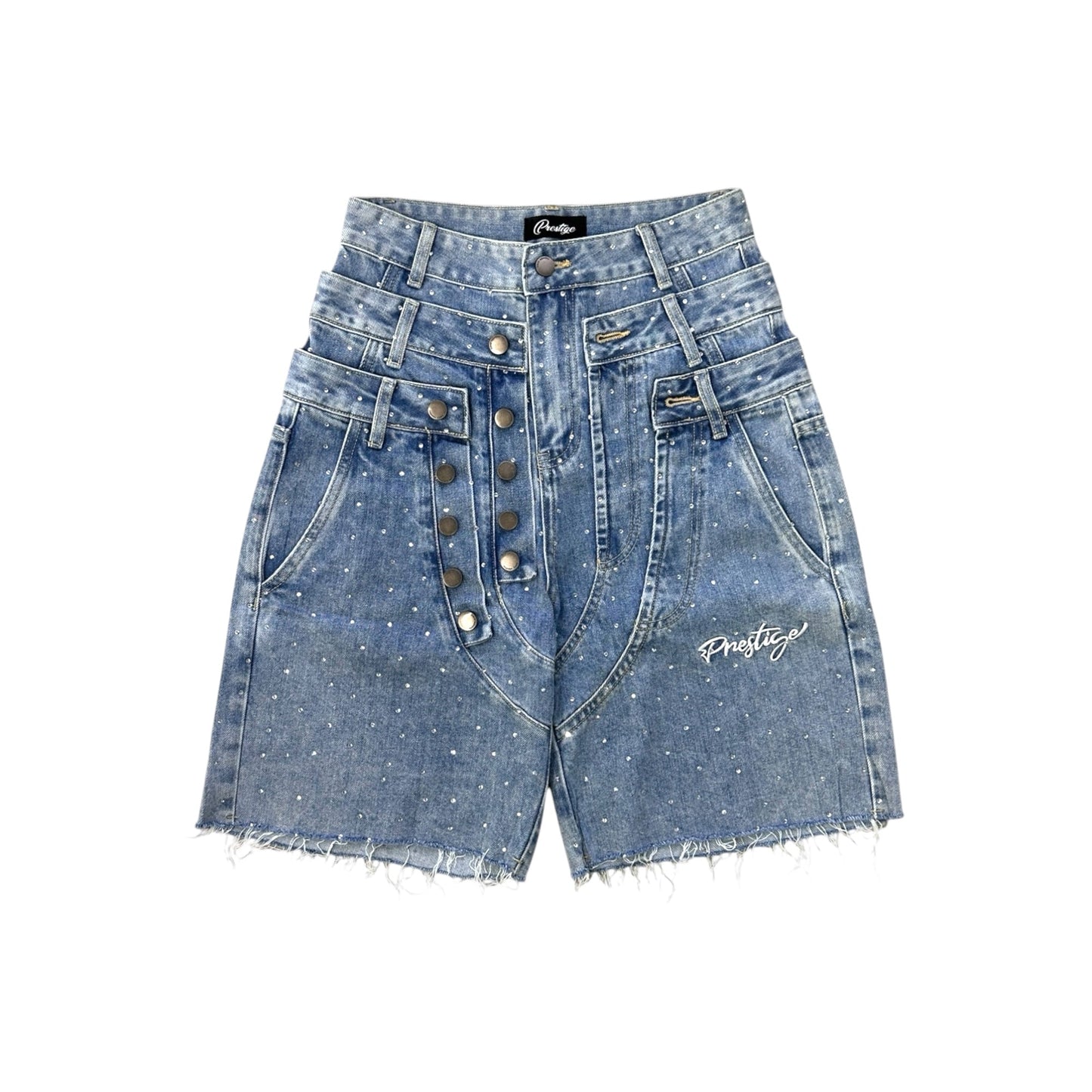 Prestige Co. Triple Waist Denim Shorts Blue