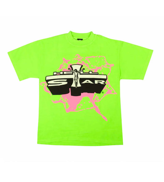 Hellstar Jesus Emblem Tee Pink Green