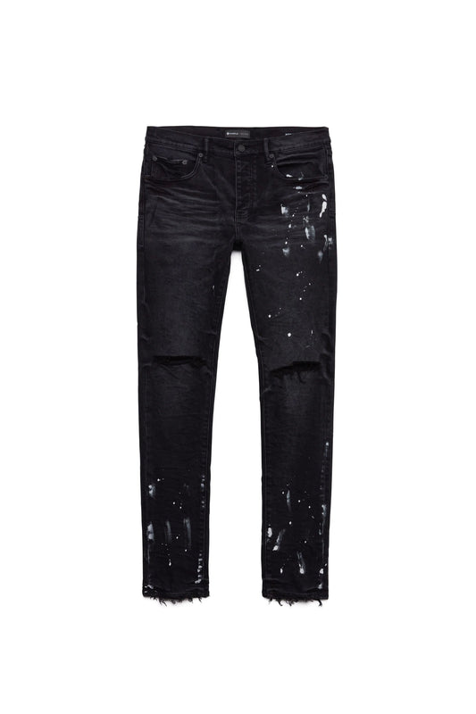 Purple Brand Black Resin Knee Slit Jeans