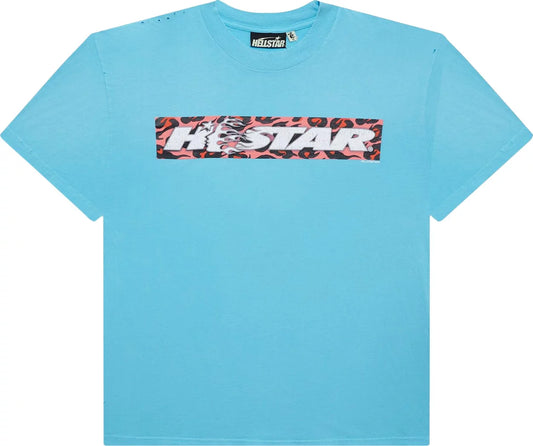 Hellstar Pink Box Logo Tee Light Blue