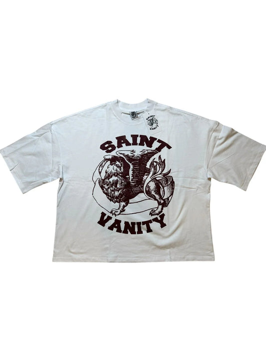 Saint Vanity Brown Logo Tee White
