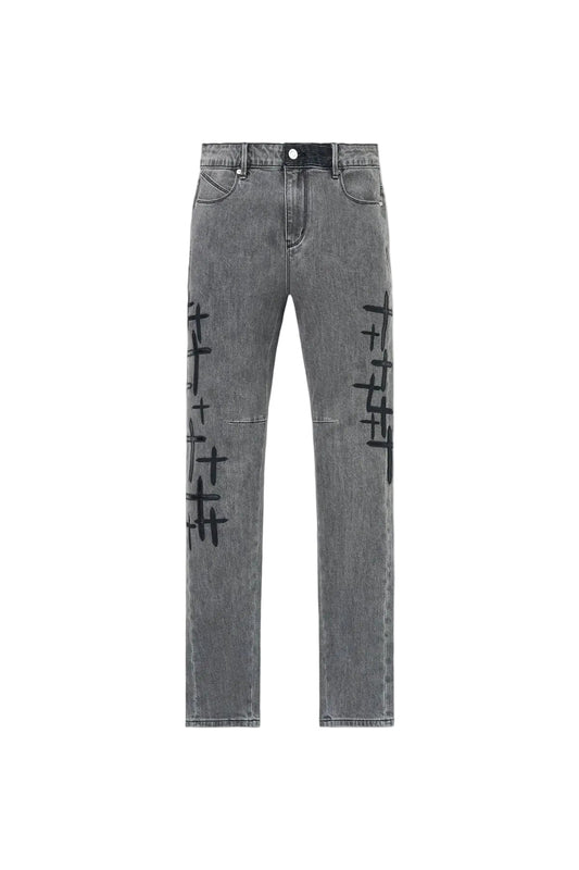 RTA Bryant Clouded Mist Cross Patch Grey Jeans