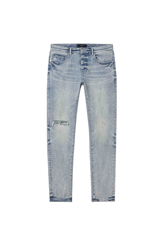 Purple Brand Worn Reflective Blue Jeans