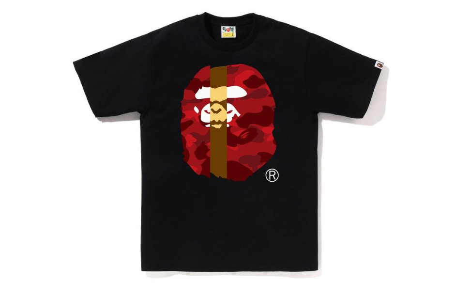 BAPE Red Camo Transform Big Ape Head Tee Black