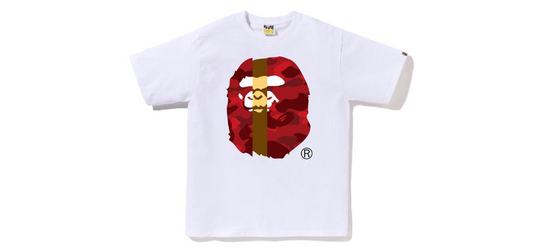 BAPE Red Camo Transform Big Ape Head Tee Tee White