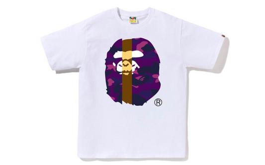 BAPE Purple Camo Transform Big Ape Head Tee White