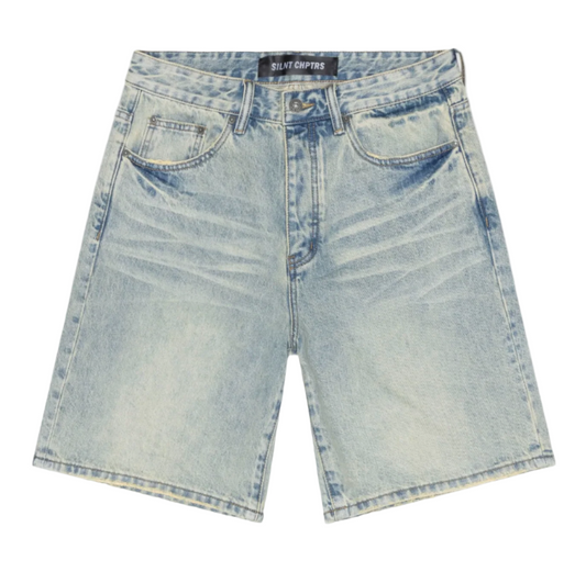 Silnt Chptrs Denim Shorts Vintage Blue Wash