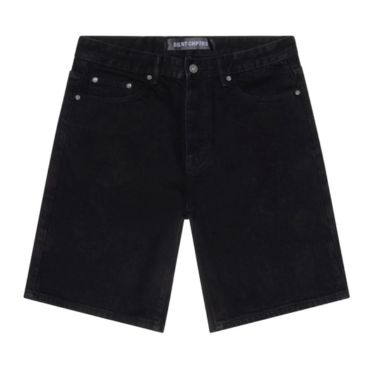 Silnt Chptrs Denim Shorts Jet Black Wash
