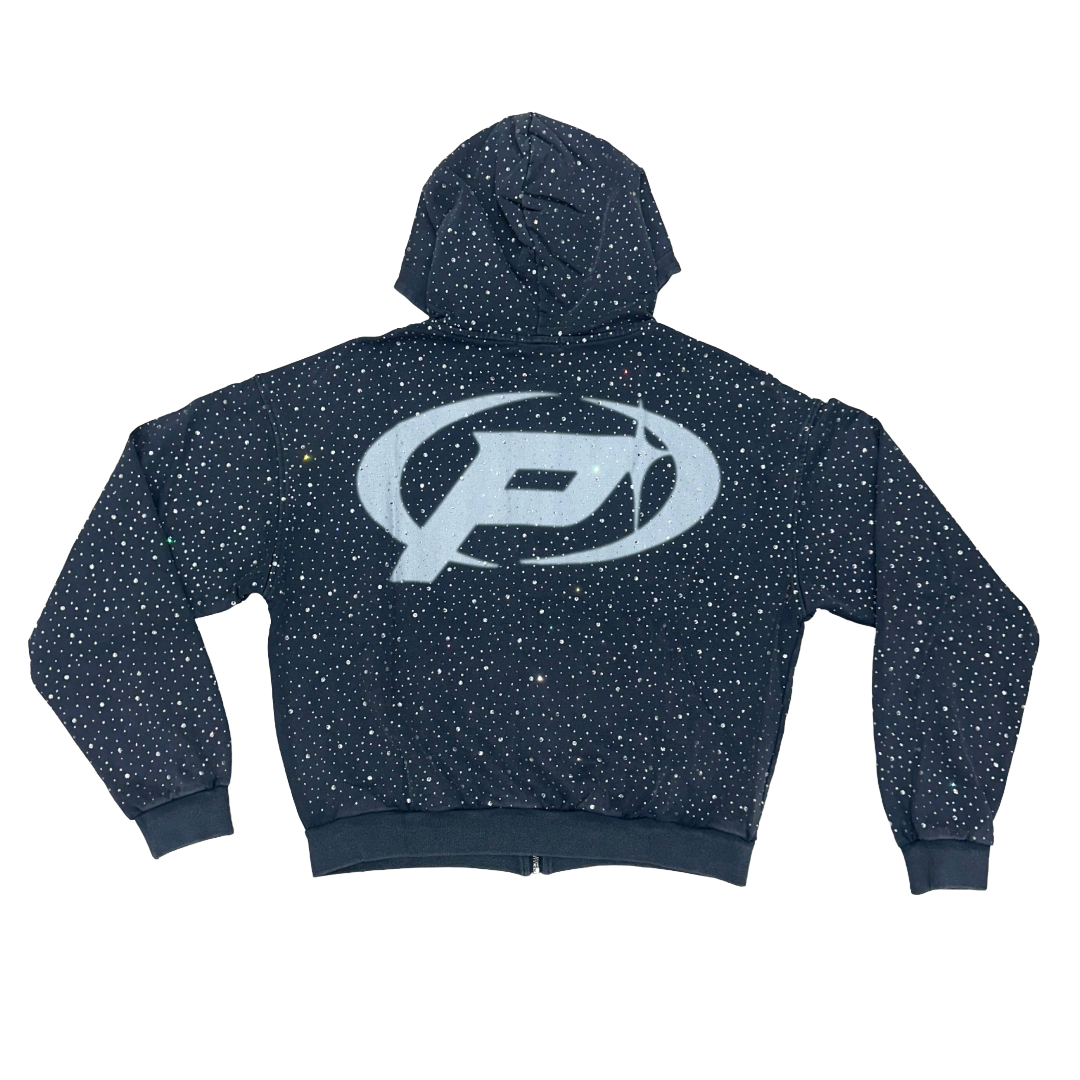 Prestige Co. Diamond Zip Up Hoodie Blue