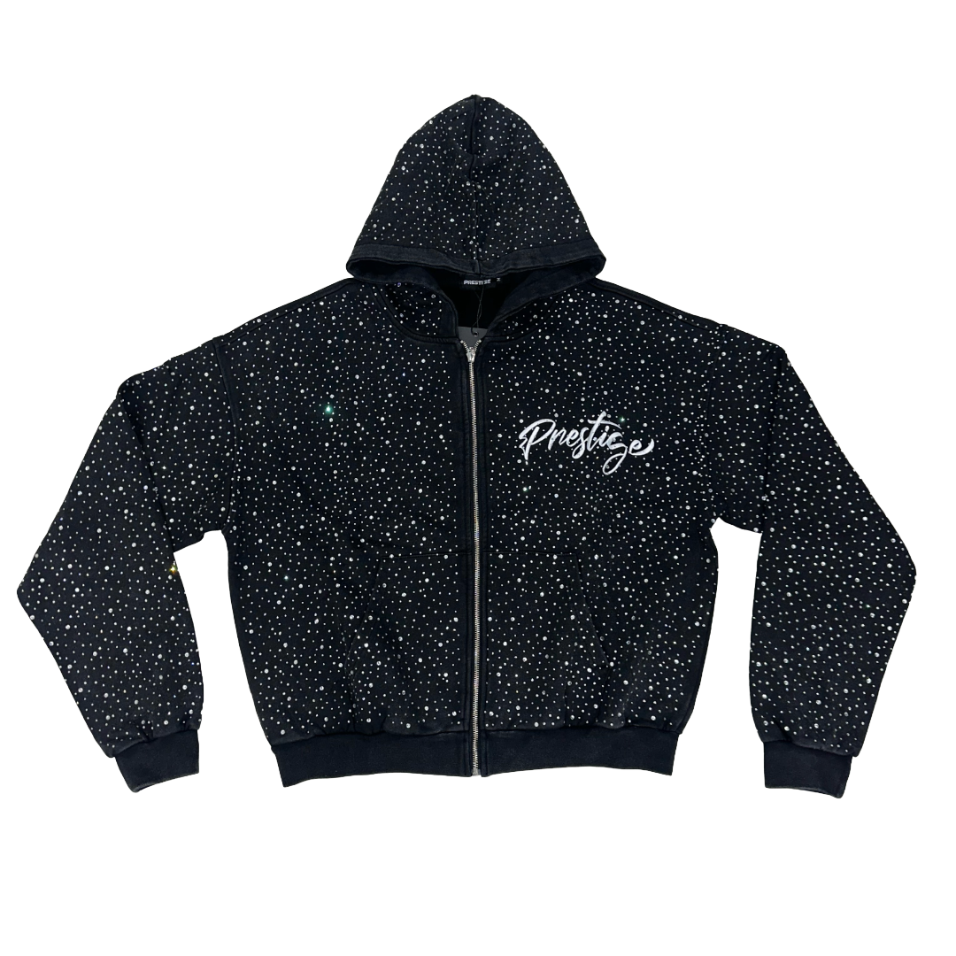 Prestige Co. Diamond Zip Up Hoodie Black