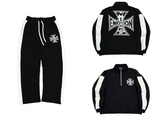 Mixed Emotion Chopper Quarter Zip Set Black