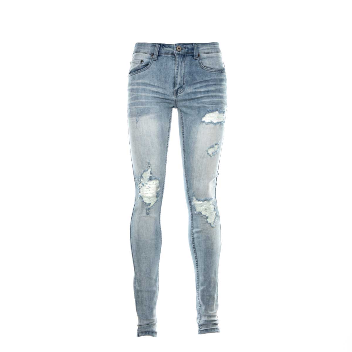 SERENEDE Potala Palace Fitted Jeans Light Blue
