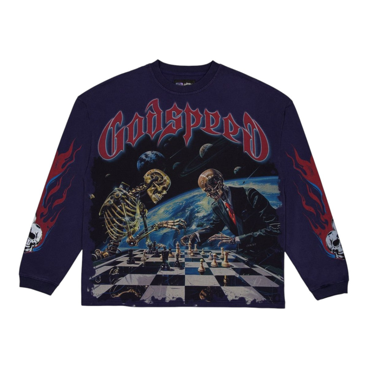 Godspeed Checkmate Long Sleeve Tee Navy