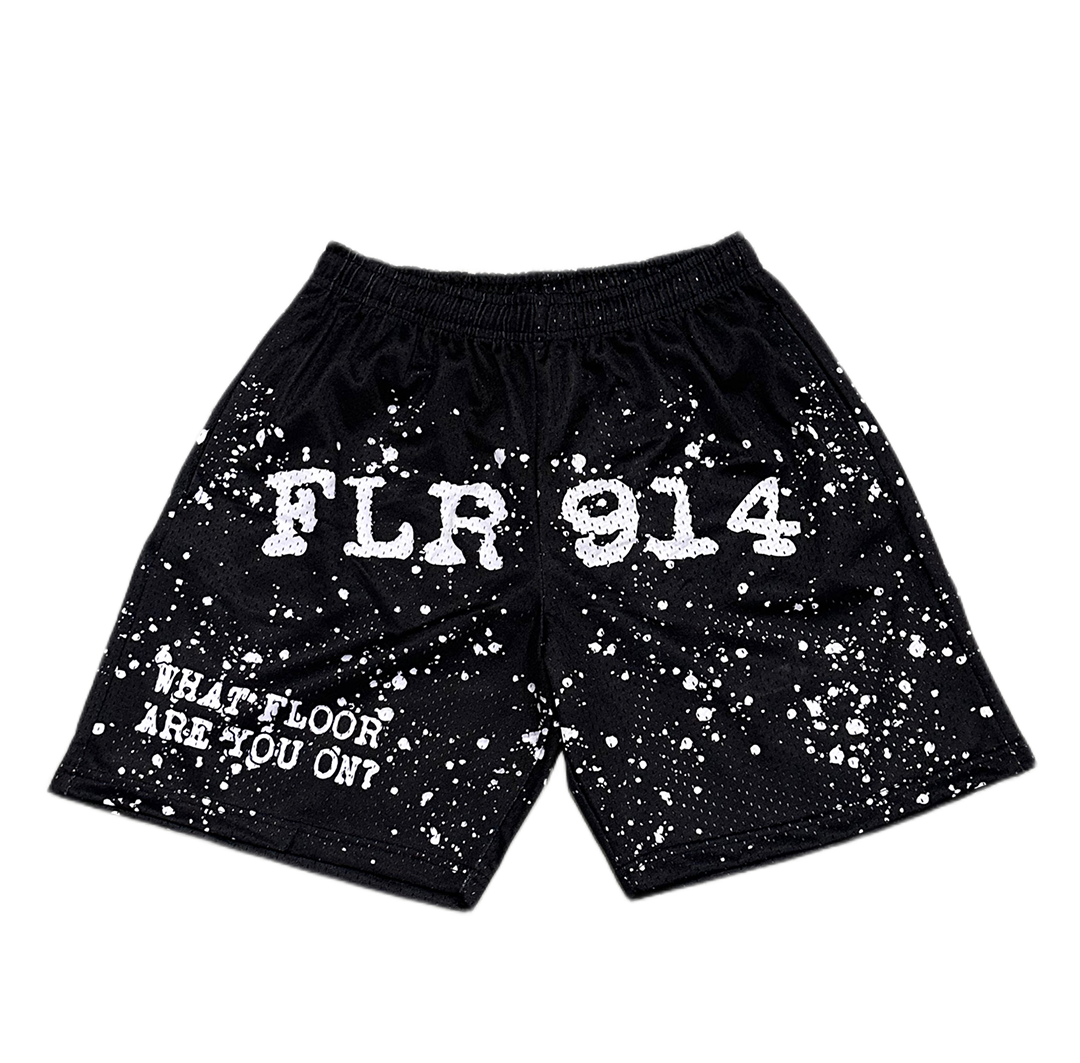 Floor914 Paint Splatter Mesh Shorts Black