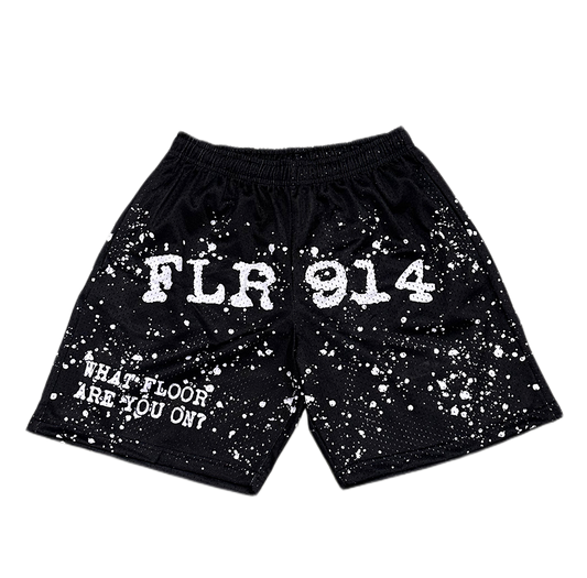 Floor914 Paint Splatter Mesh Shorts Black