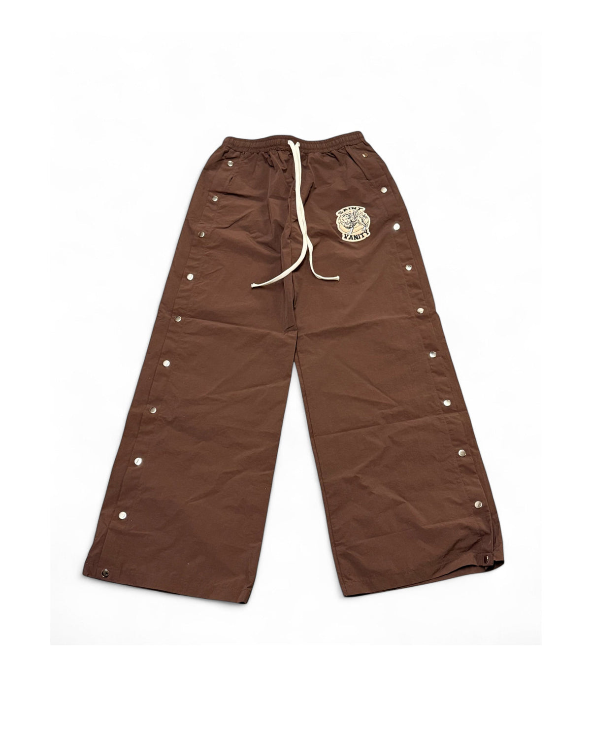 Saint Vanity Nylon Snap Button Track Pants Brown