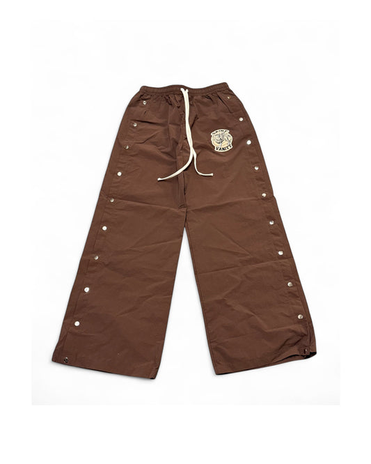 Saint Vanity Nylon Snap Button Track Pants Brown