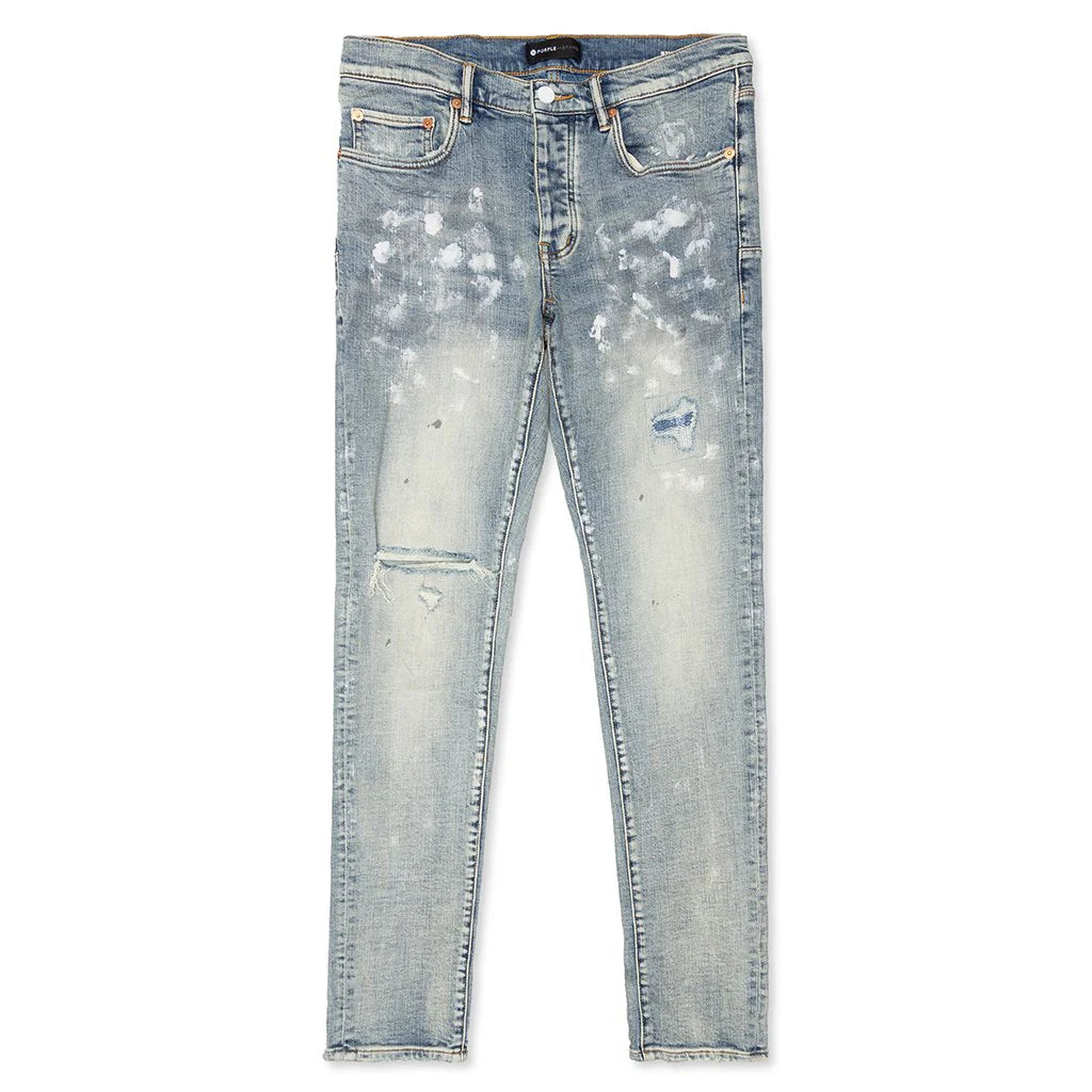 Purple Brand Light Indigo Paint Blowout Jeans