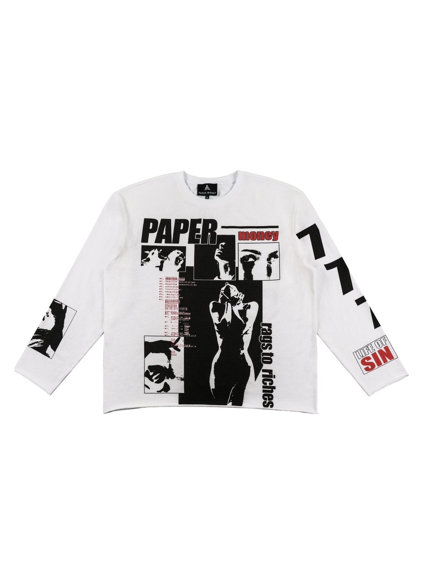 Paper Money Brand Sin Long Sleeve Tee White