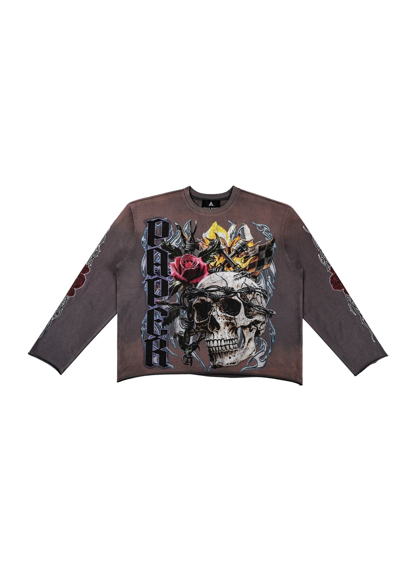 Paper Money Brand Death Race Long Sleeve Tee Brown