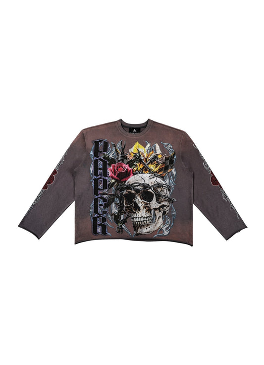 Paper Money Brand Death Race Long Sleeve Tee Brown