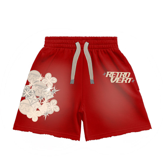 Retrovert Cluster Patch Shorts Red