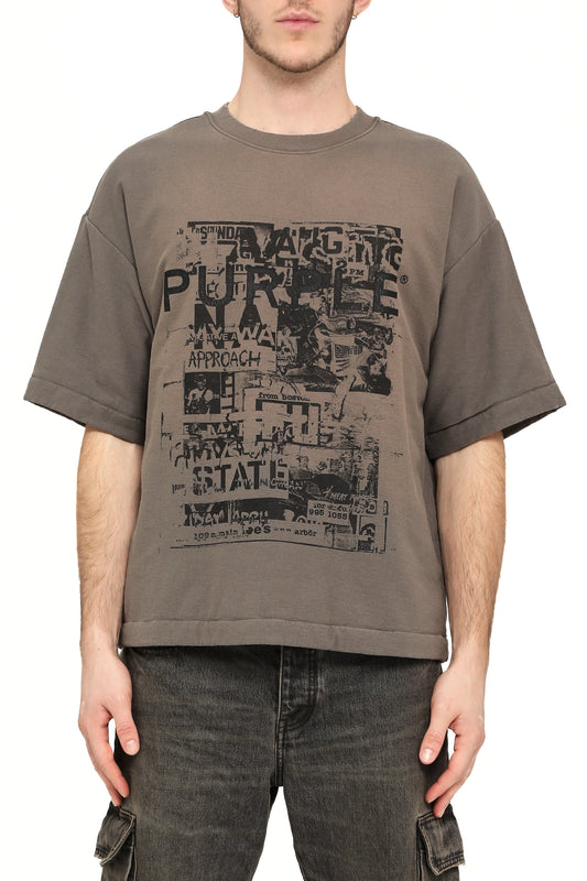 Purple Brand Textured Jersey Padded Tee Washed Brown