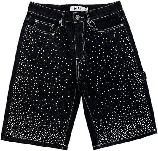 DUAA Victorious Bling Denim Shorts Black